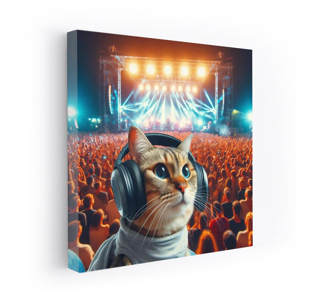 Cat in Headphones at Music Festival: Norwegian Forest Magic