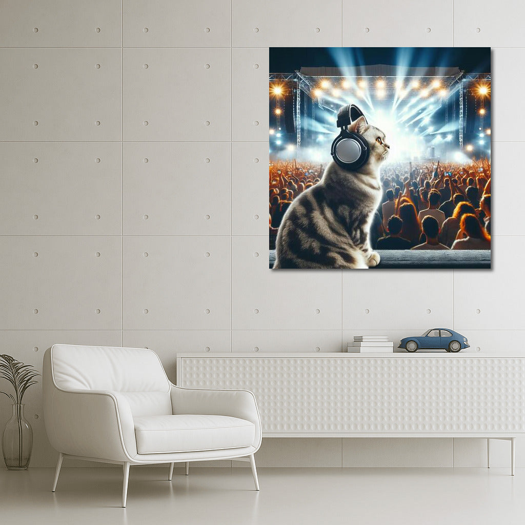 Norwegian Forest Cat at the Music Festival: Magical Symphony of Light for the Interior