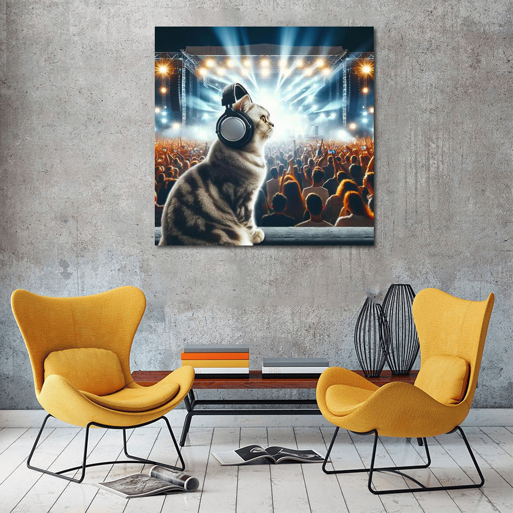 Norwegian Forest Cat at the Music Festival: Magical Symphony of Light for the Interior