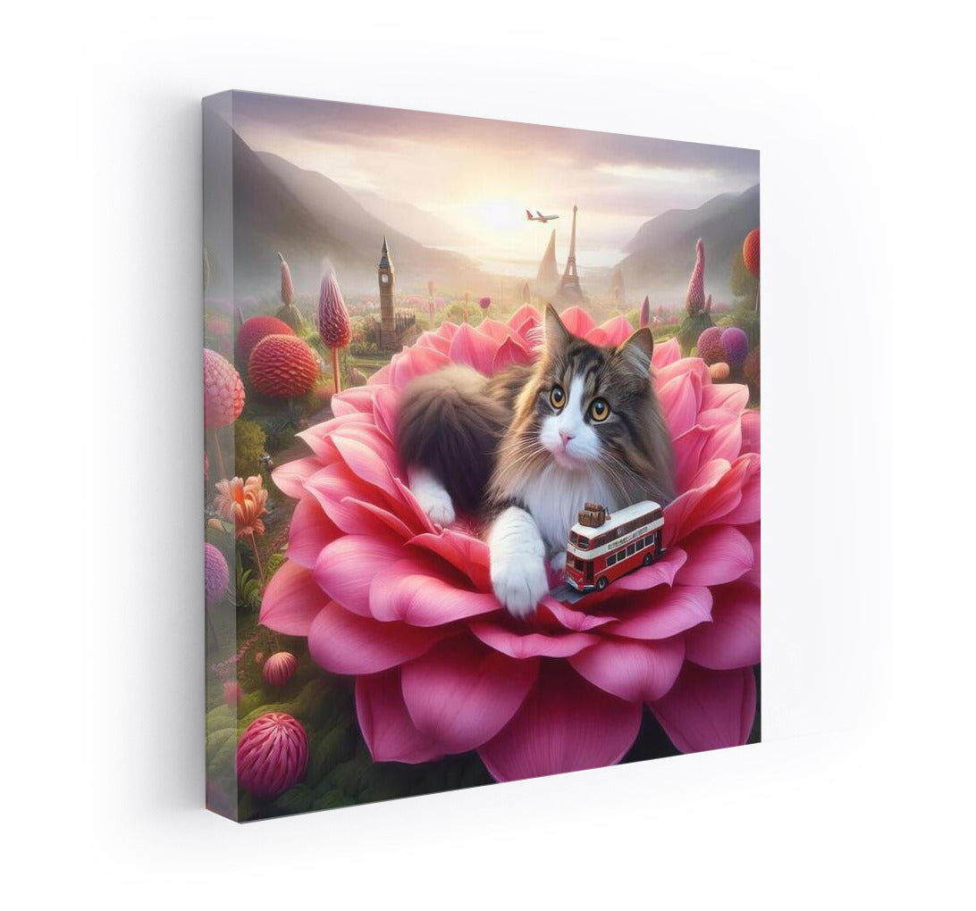 Norwegian Forest Cat on a Traveling Flower