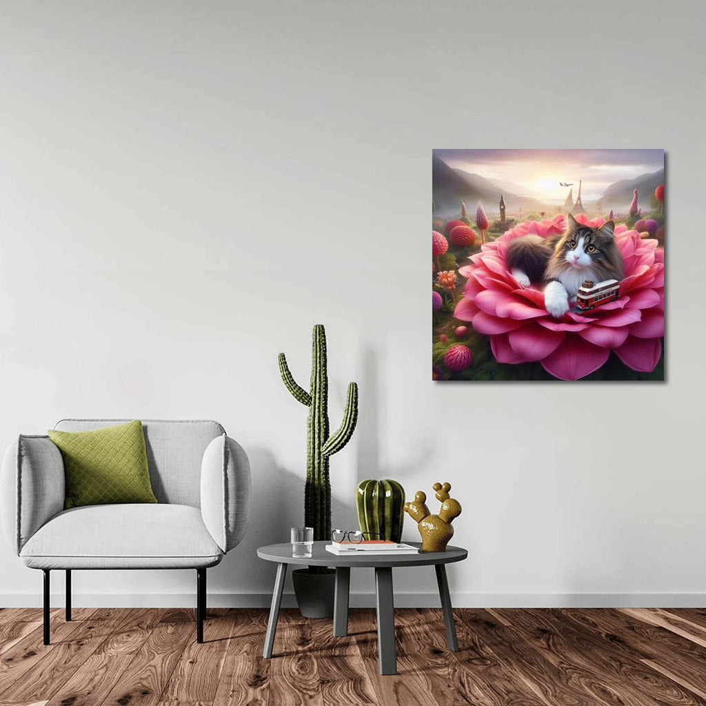 Norwegian Forest Cat on a Traveling Flower