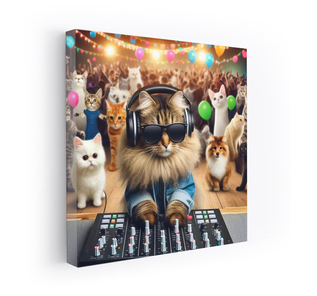 Norwegian Forest DJ Cat: Music Master in Glasses and Headphones