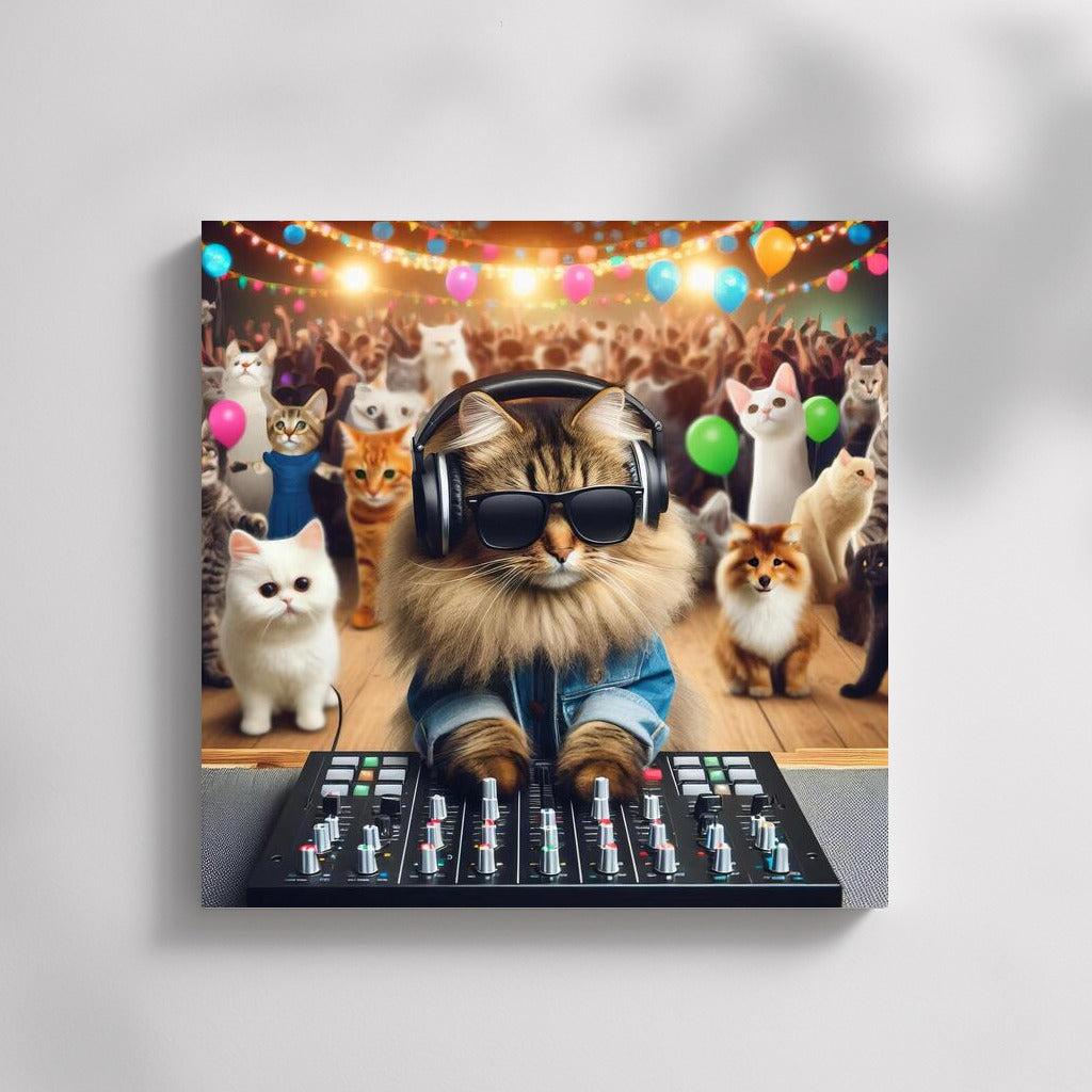 Norwegian Forest DJ Cat: Music Master in Glasses and Headphones