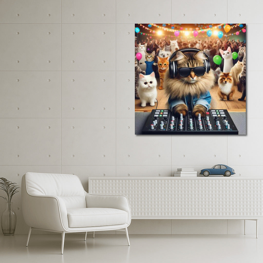 Norwegian Forest DJ Cat: Music Master in Glasses and Headphones