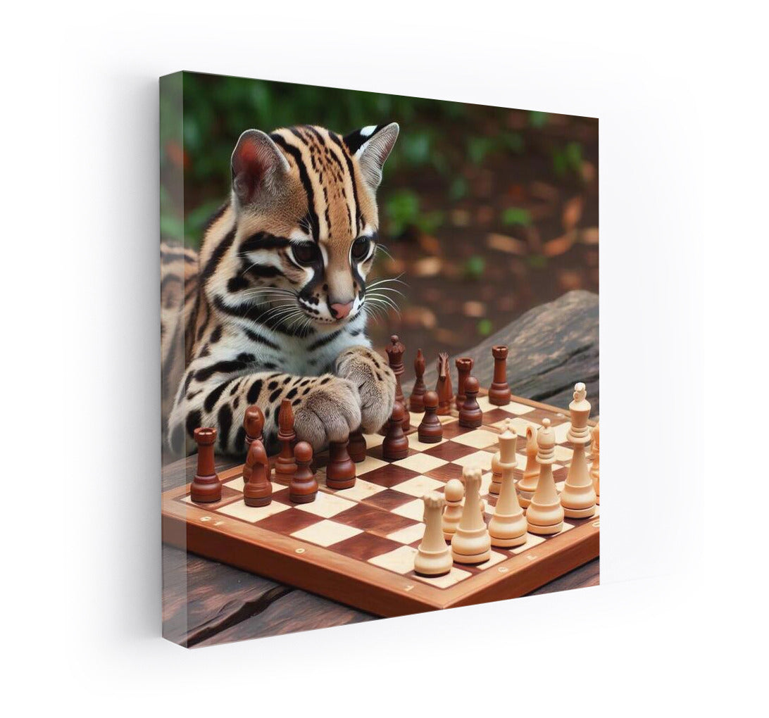 Ocelot Chess Game in the Park: Fantasy on Canvas