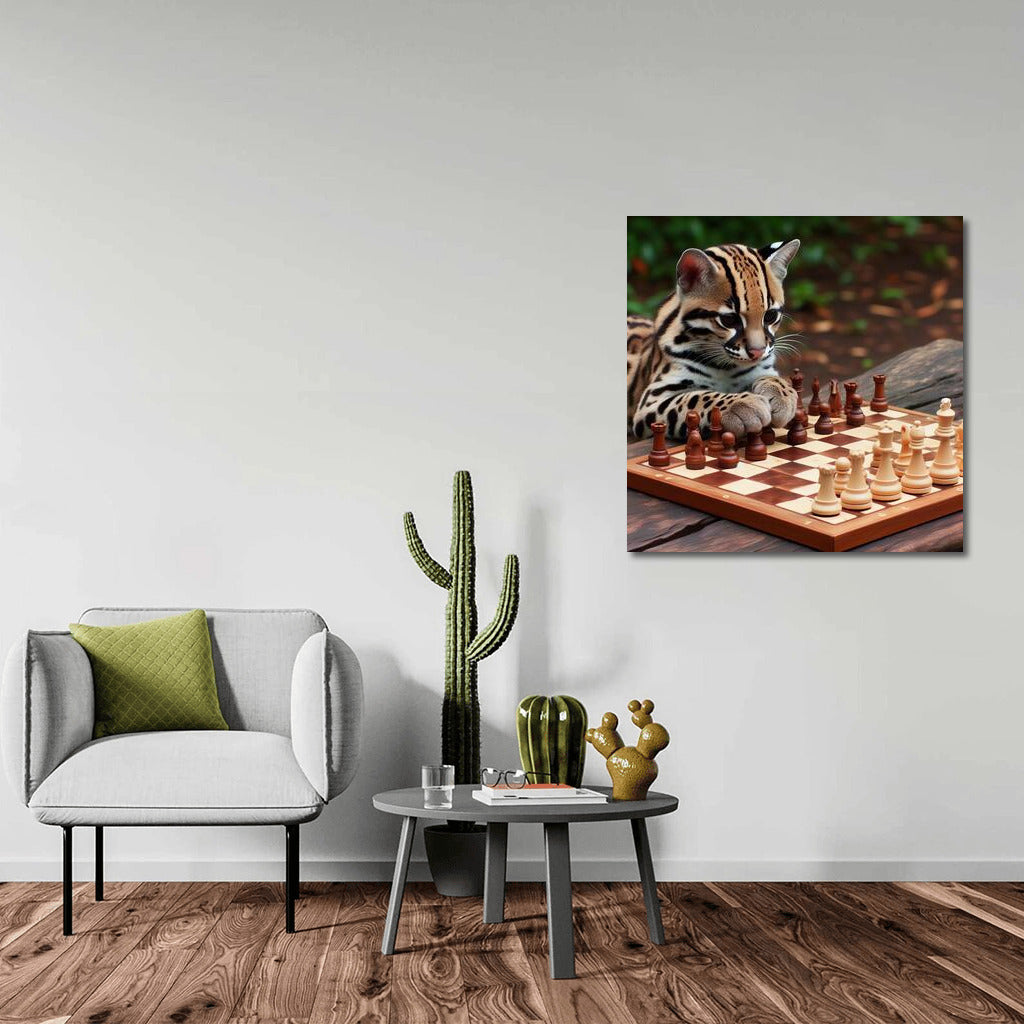 Ocelot Chess Game in the Park: Fantasy on Canvas