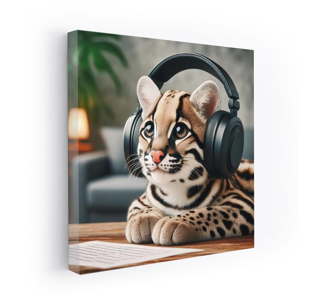 Musical Ocelot in Headphones: Comfort and Inspiration for Your Interior