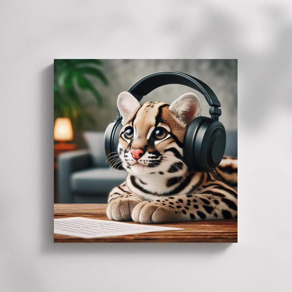 Musical Ocelot in Headphones: Comfort and Inspiration for Your Interior