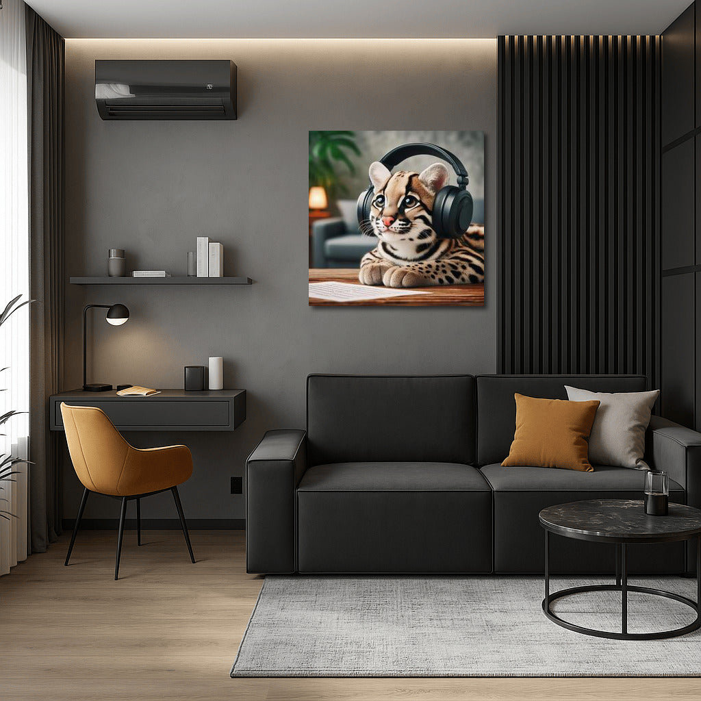 Musical Ocelot in Headphones: Comfort and Inspiration for Your Interior