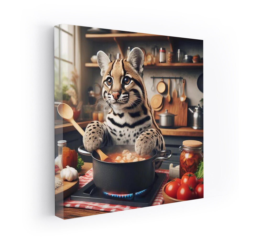 Adorable Ocelot: Culinary Magic in the Kitchen