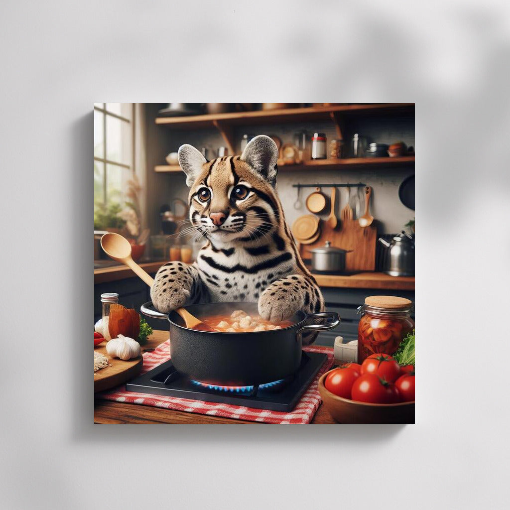Adorable Ocelot: Culinary Magic in the Kitchen