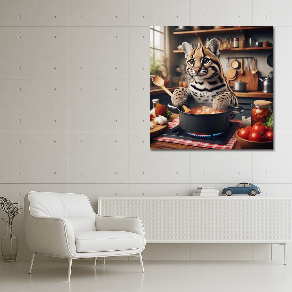 Adorable Ocelot: Culinary Magic in the Kitchen