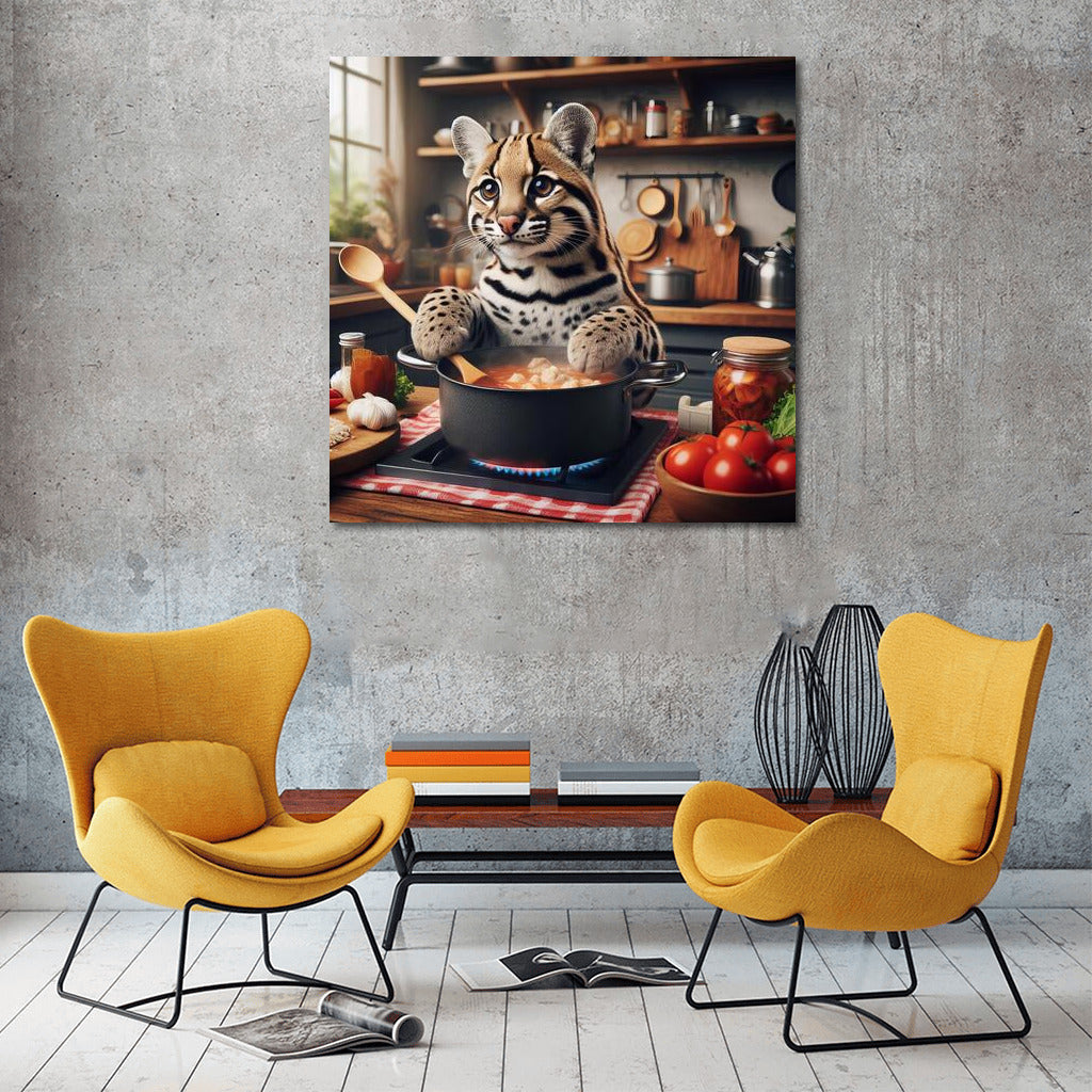 Adorable Ocelot: Culinary Magic in the Kitchen