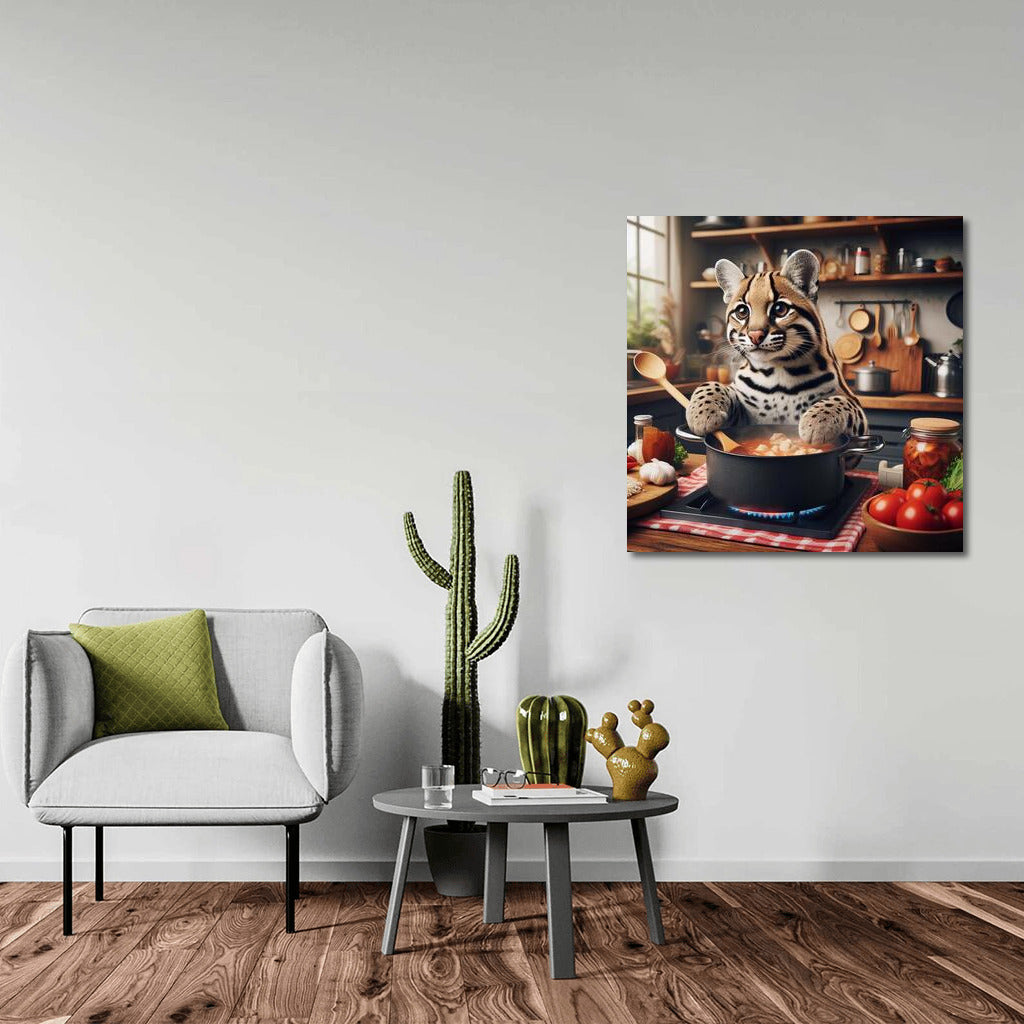 Adorable Ocelot: Culinary Magic in the Kitchen