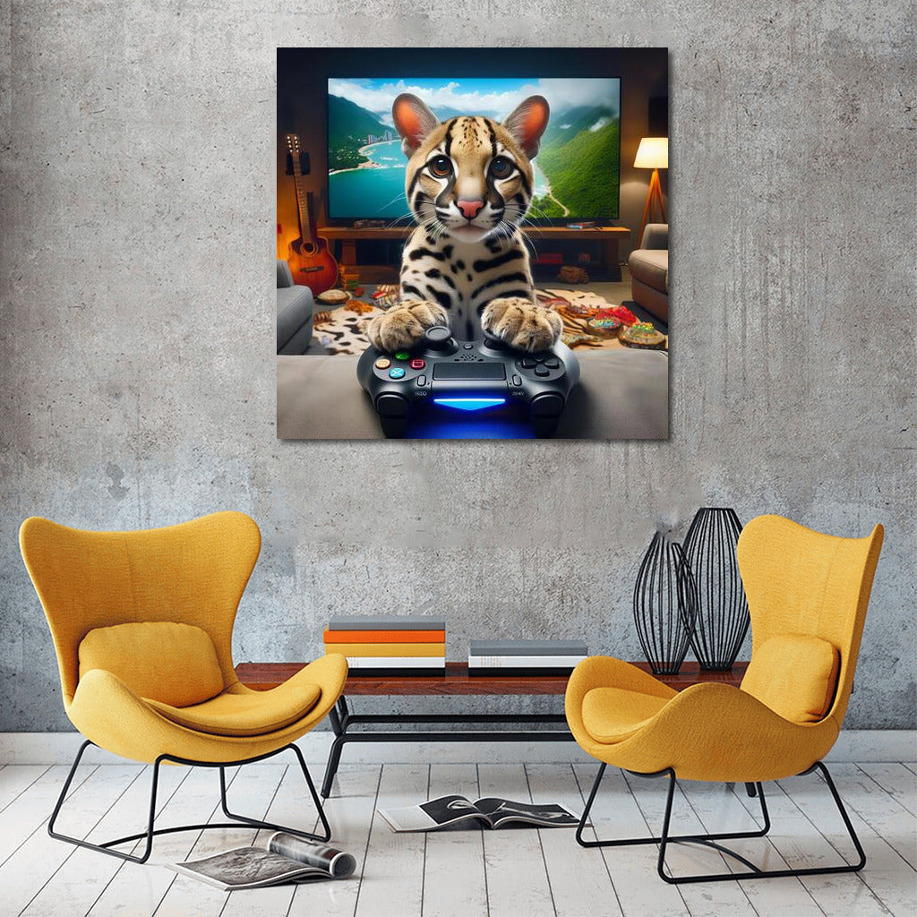 Ocelot Gaming Home Theater: Gaming Coziness for Cat and Video Game Fans