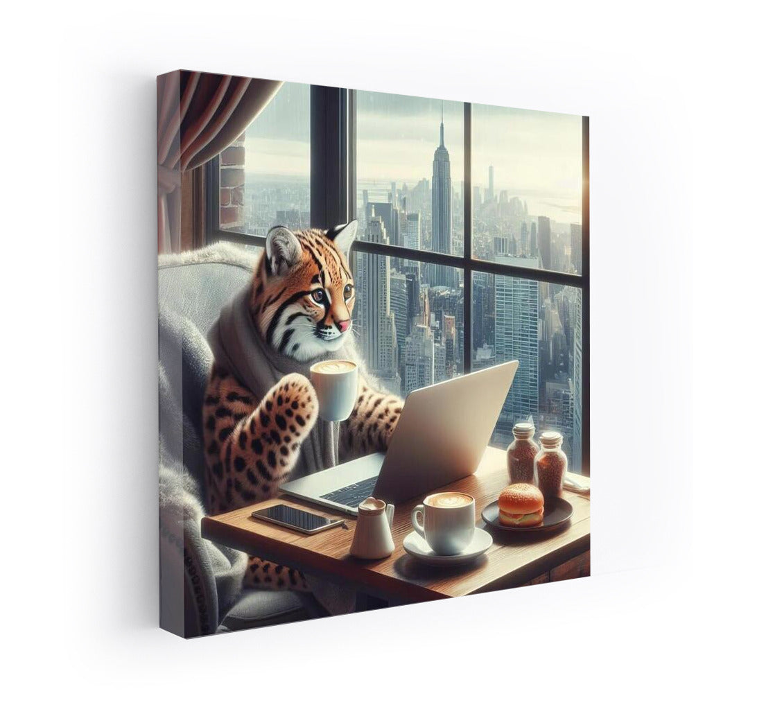 Ocelot at the Laptop: Cafe-Comfort for Inspiration