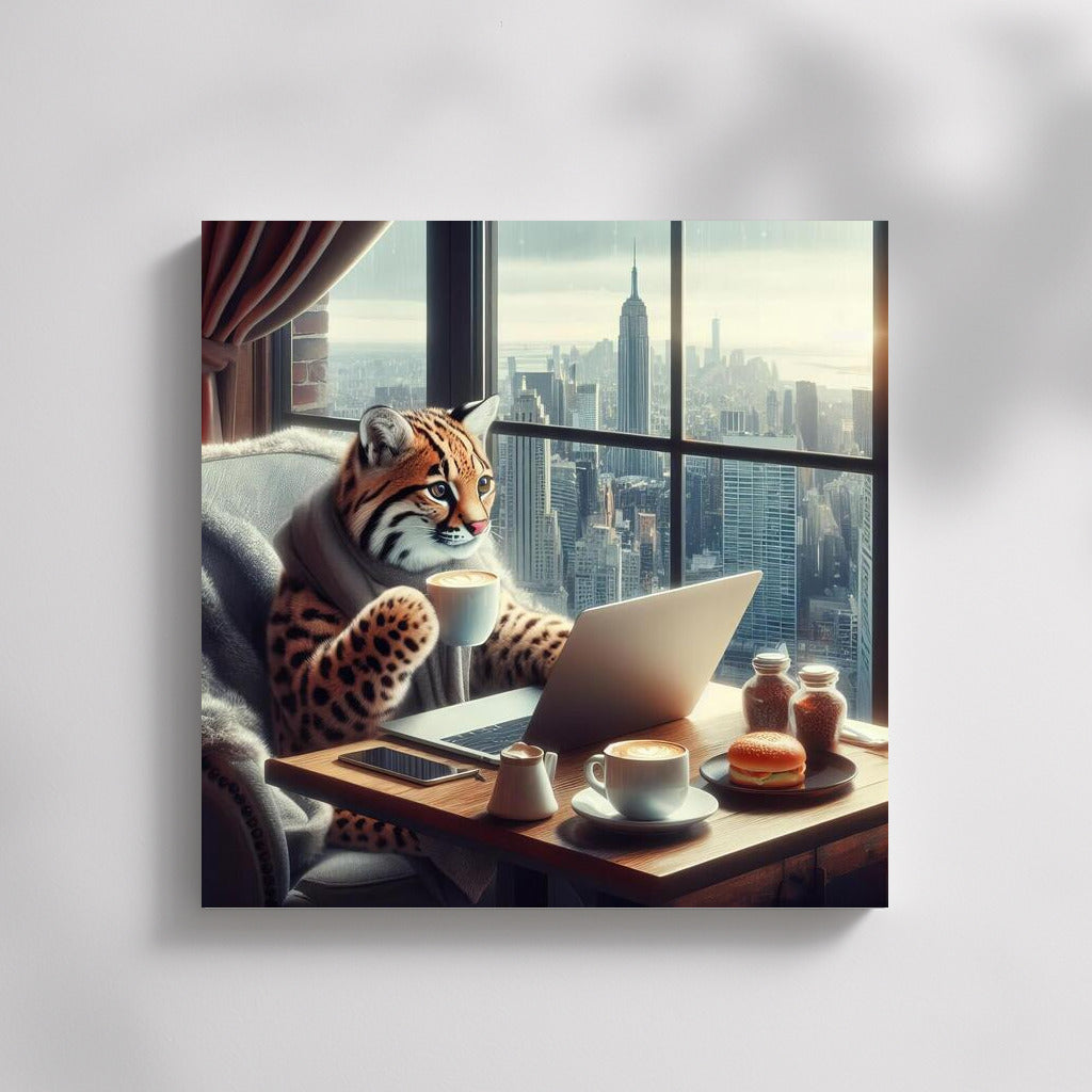 Ocelot at the Laptop: Cafe-Comfort for Inspiration