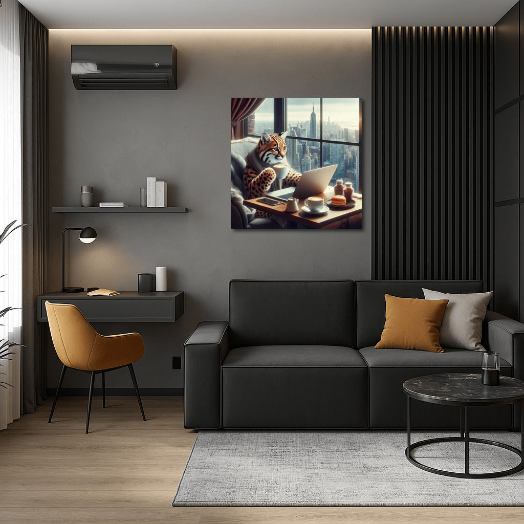 Ocelot at the Laptop: Cafe-Comfort for Inspiration