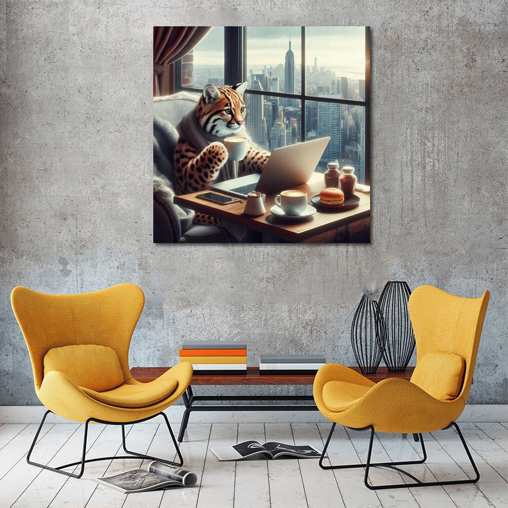 Ocelot at the Laptop: Cafe-Comfort for Inspiration