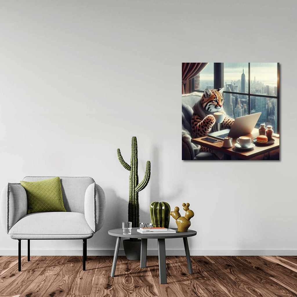 Ocelot at the Laptop: Cafe-Comfort for Inspiration