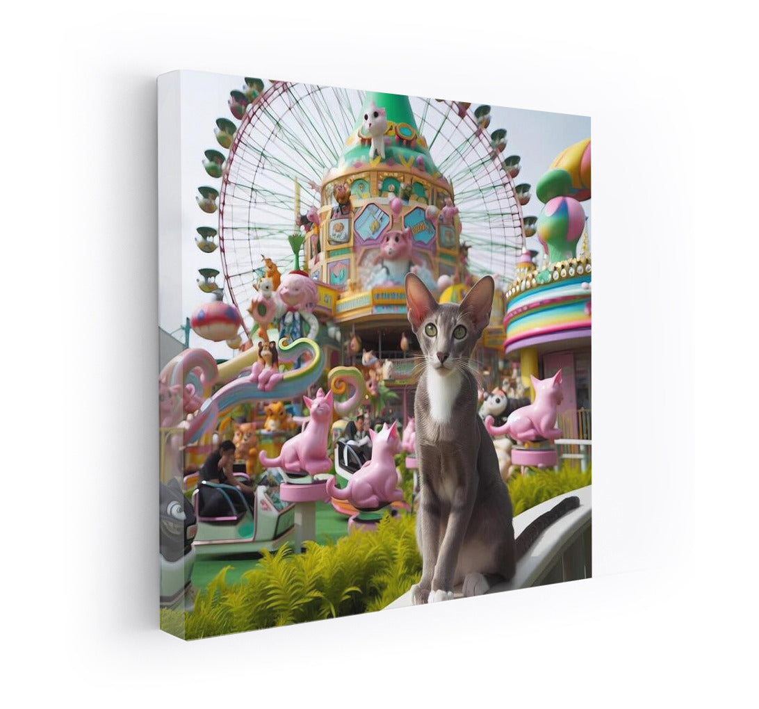 Oriental Shorthair Cat at Amusement Park: Vibrant Colors and Charm