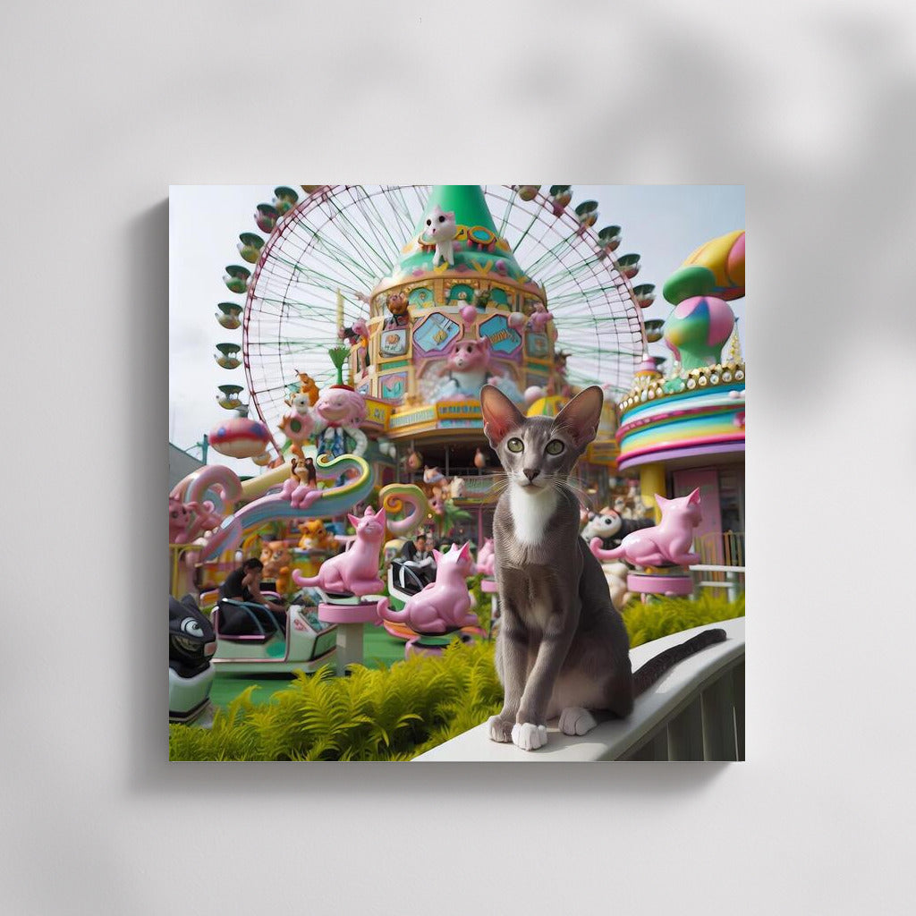Oriental Shorthair Cat at Amusement Park: Vibrant Colors and Charm