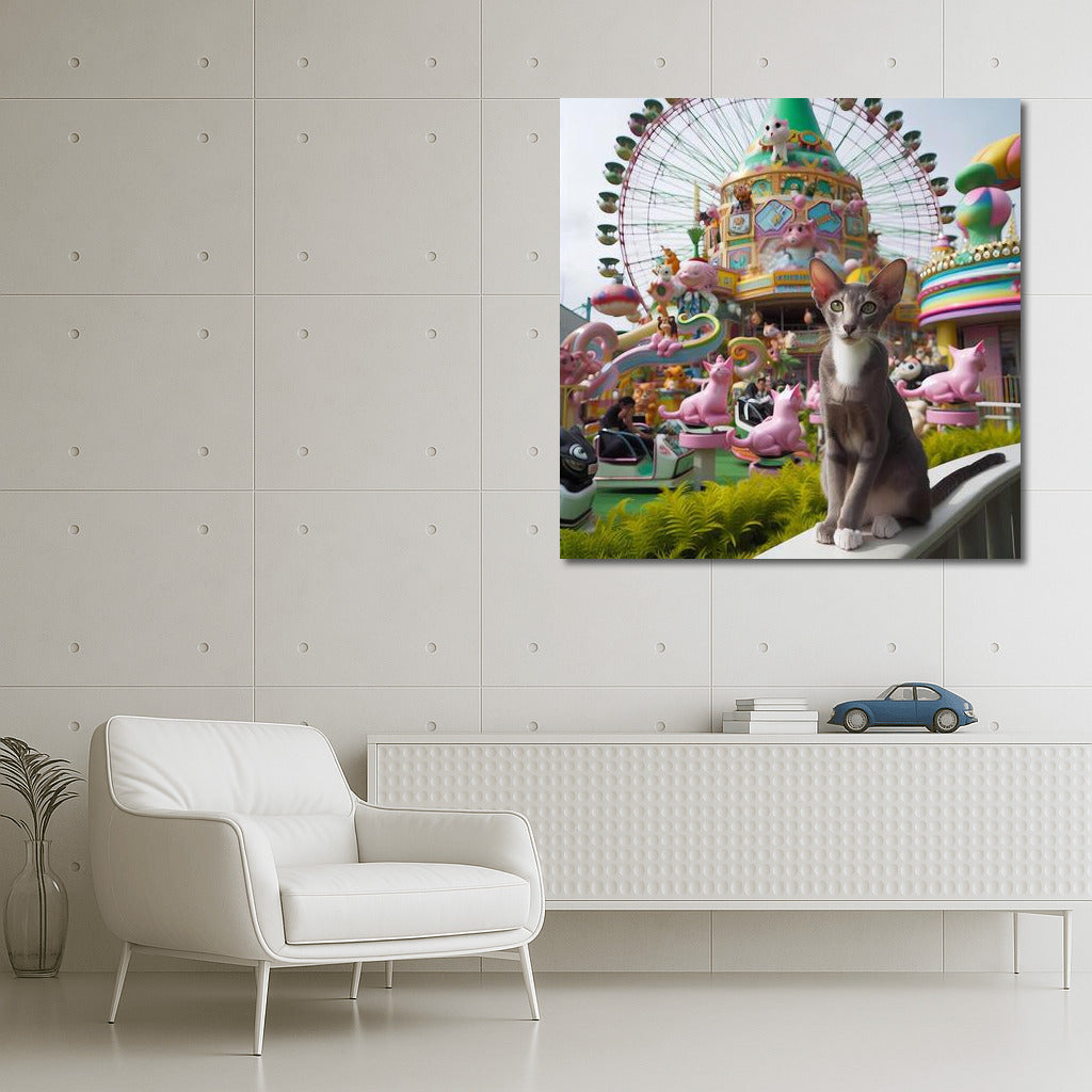 Oriental Shorthair Cat at Amusement Park: Vibrant Colors and Charm