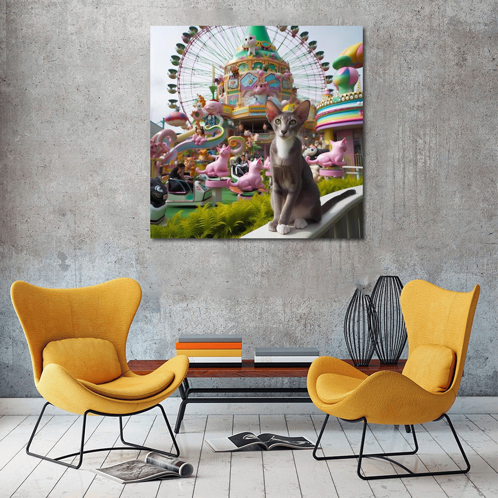 Oriental Shorthair Cat at Amusement Park: Vibrant Colors and Charm