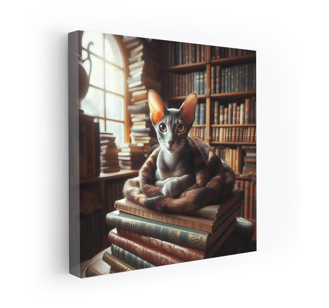 Oriental Shorthair in Cozy Library: Harmony and Warmth