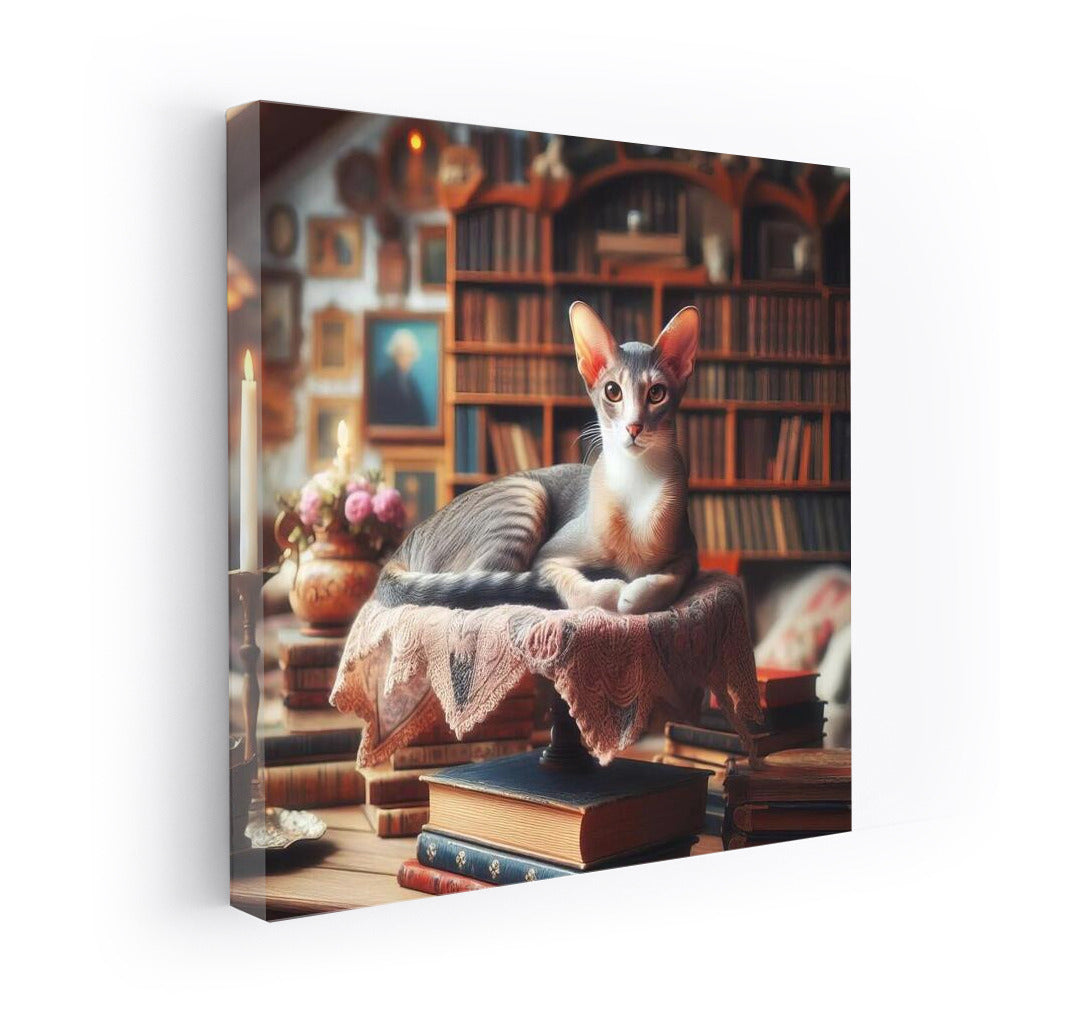 Oriental Cat in a Cozy Library: Secrets Among the Books