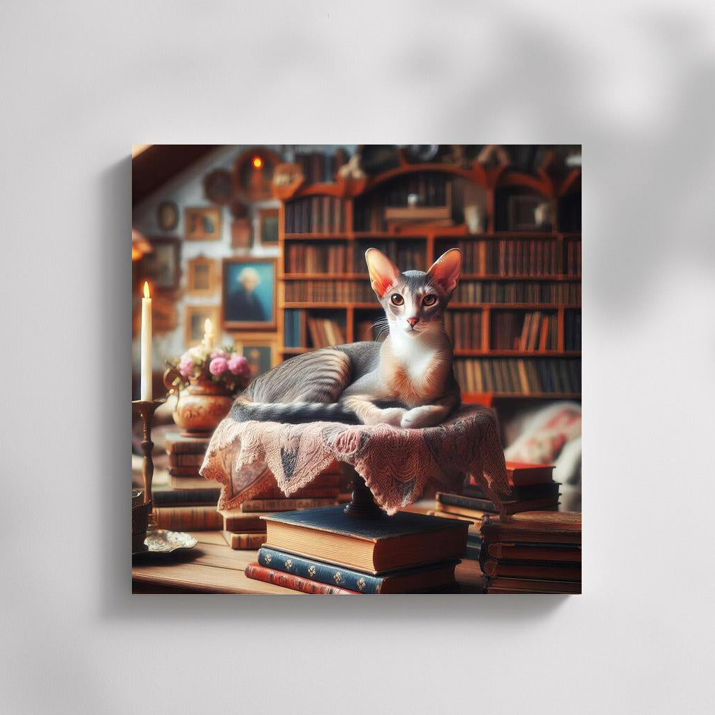 Oriental Cat in a Cozy Library: Secrets Among the Books