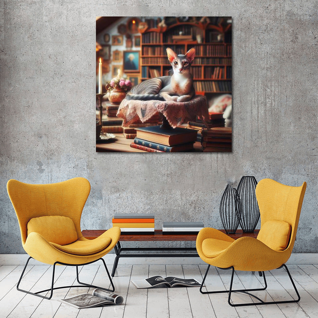 Oriental Cat in a Cozy Library: Secrets Among the Books