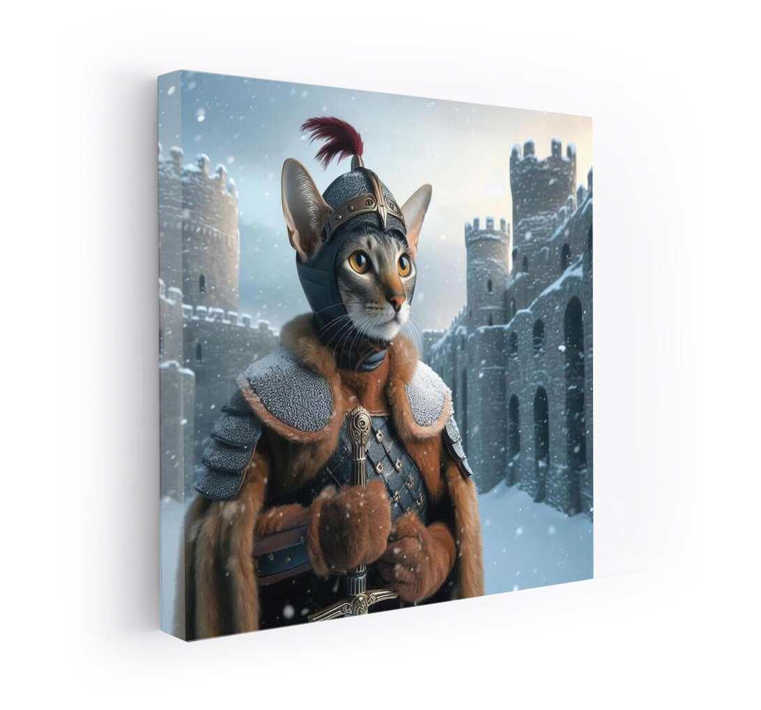 Oriental Shorthair Knight Cat at Snowy Castle: Game of Thrones Inspiration