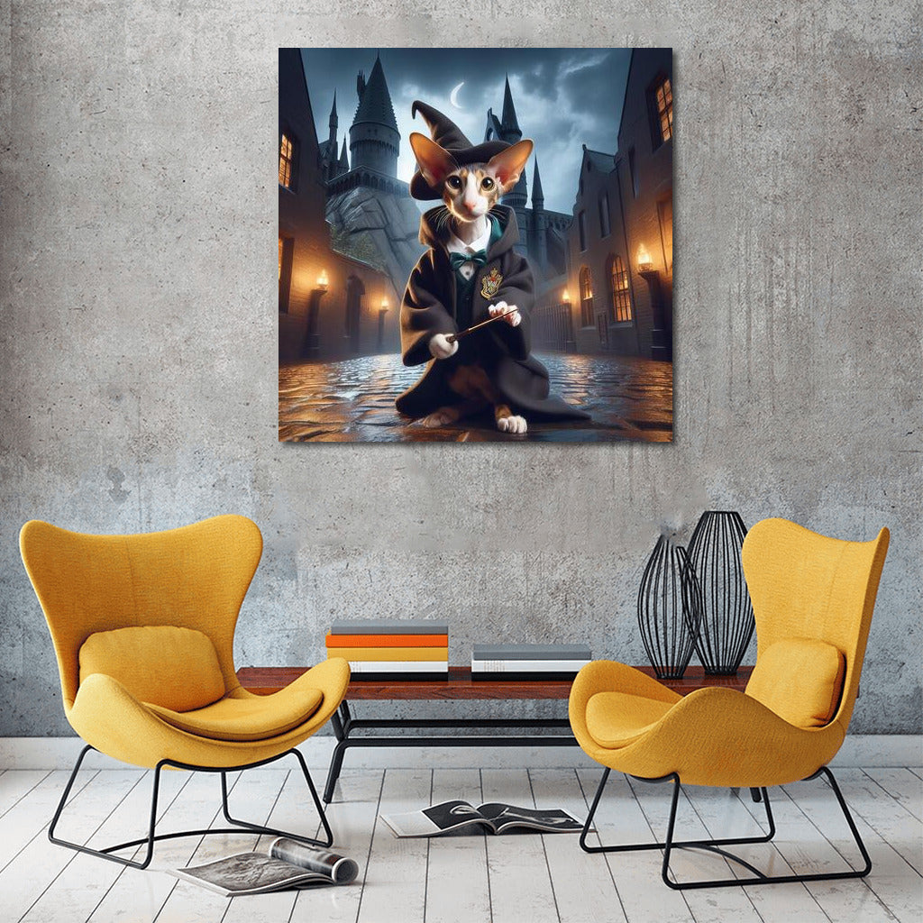 Magical Oriental Cat Harry Potter Style Fantasy Wall Art