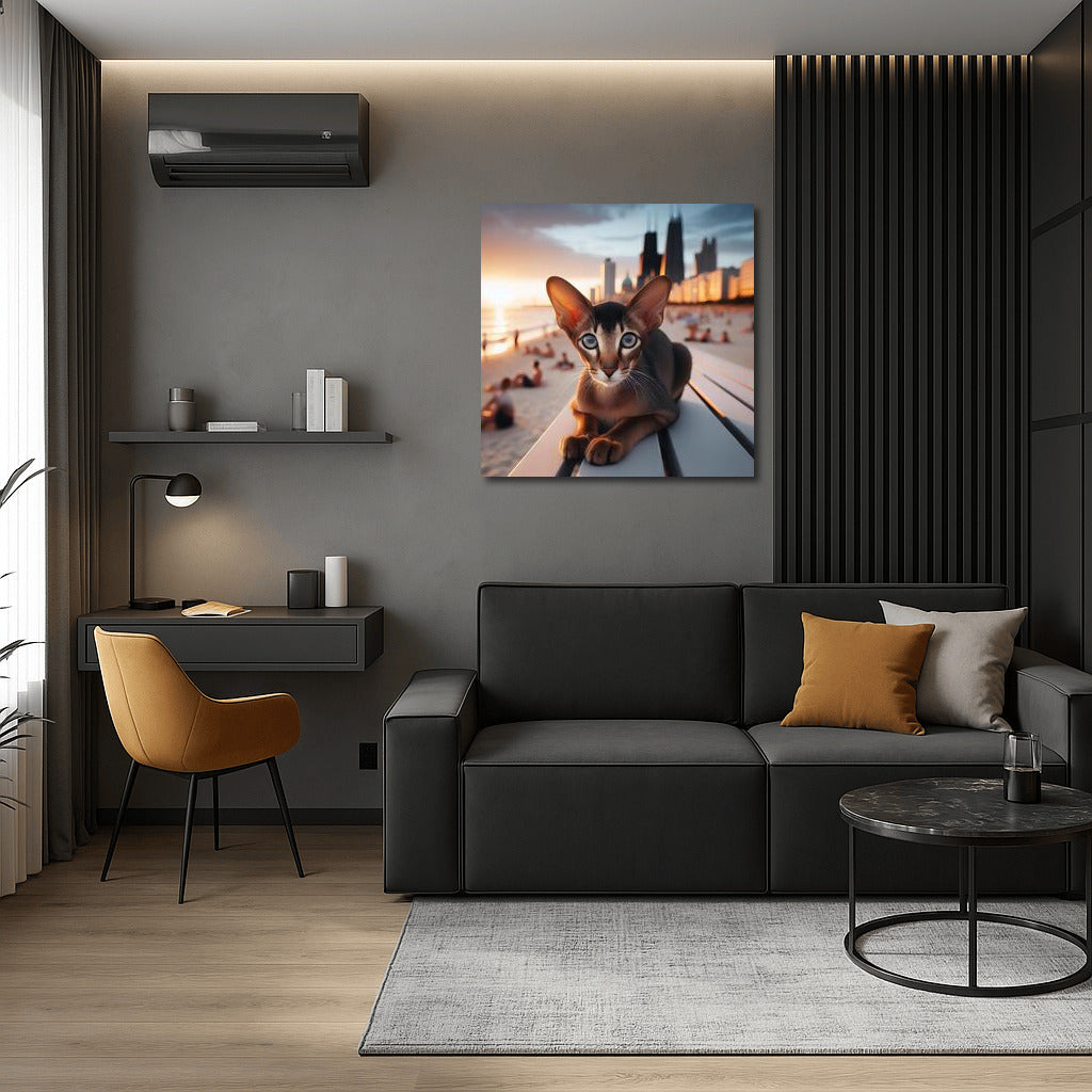 Oriental Shorthair on Fashion Beach: Style and Sun in the Interior