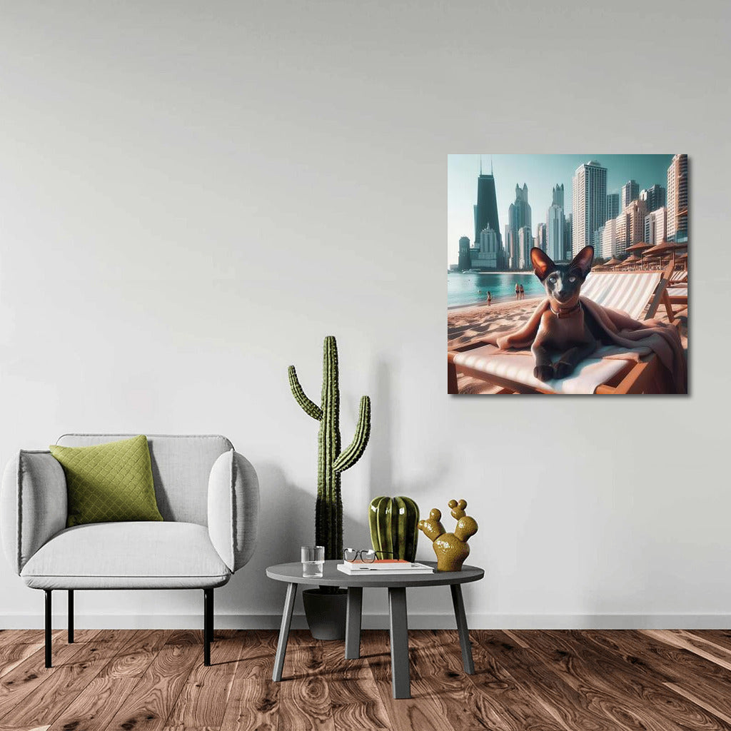 Oriental Shorthair on the Stylish Beach: Summer Whirlwind