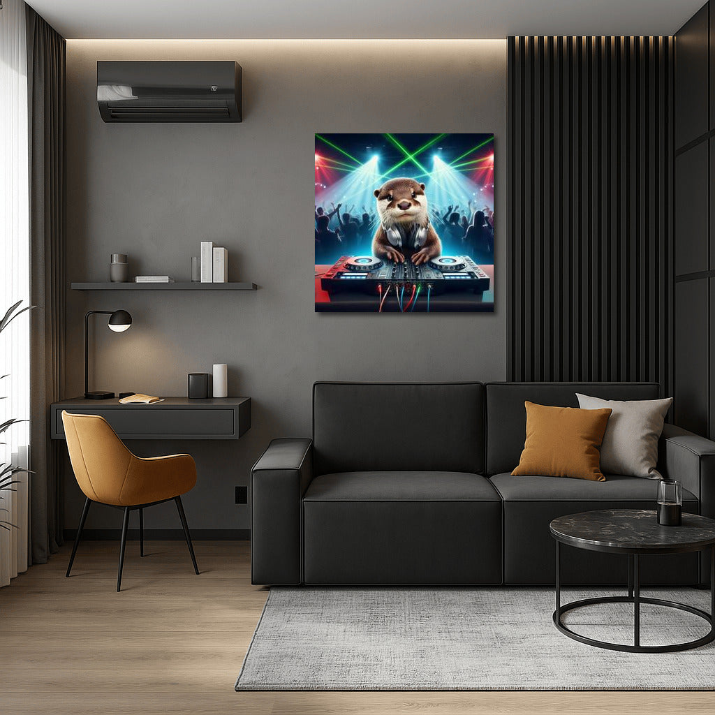 Otter DJ at the Party: Music and Fun on the Wall
