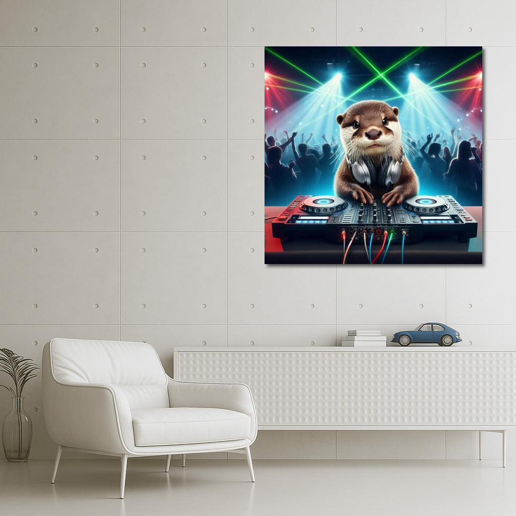 Otter DJ at the Party: Music and Fun on the Wall