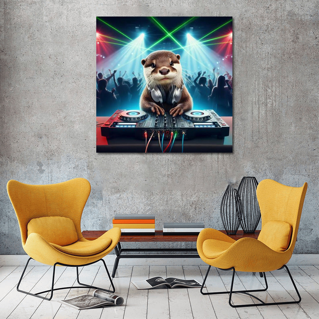 Otter DJ at the Party: Music and Fun on the Wall