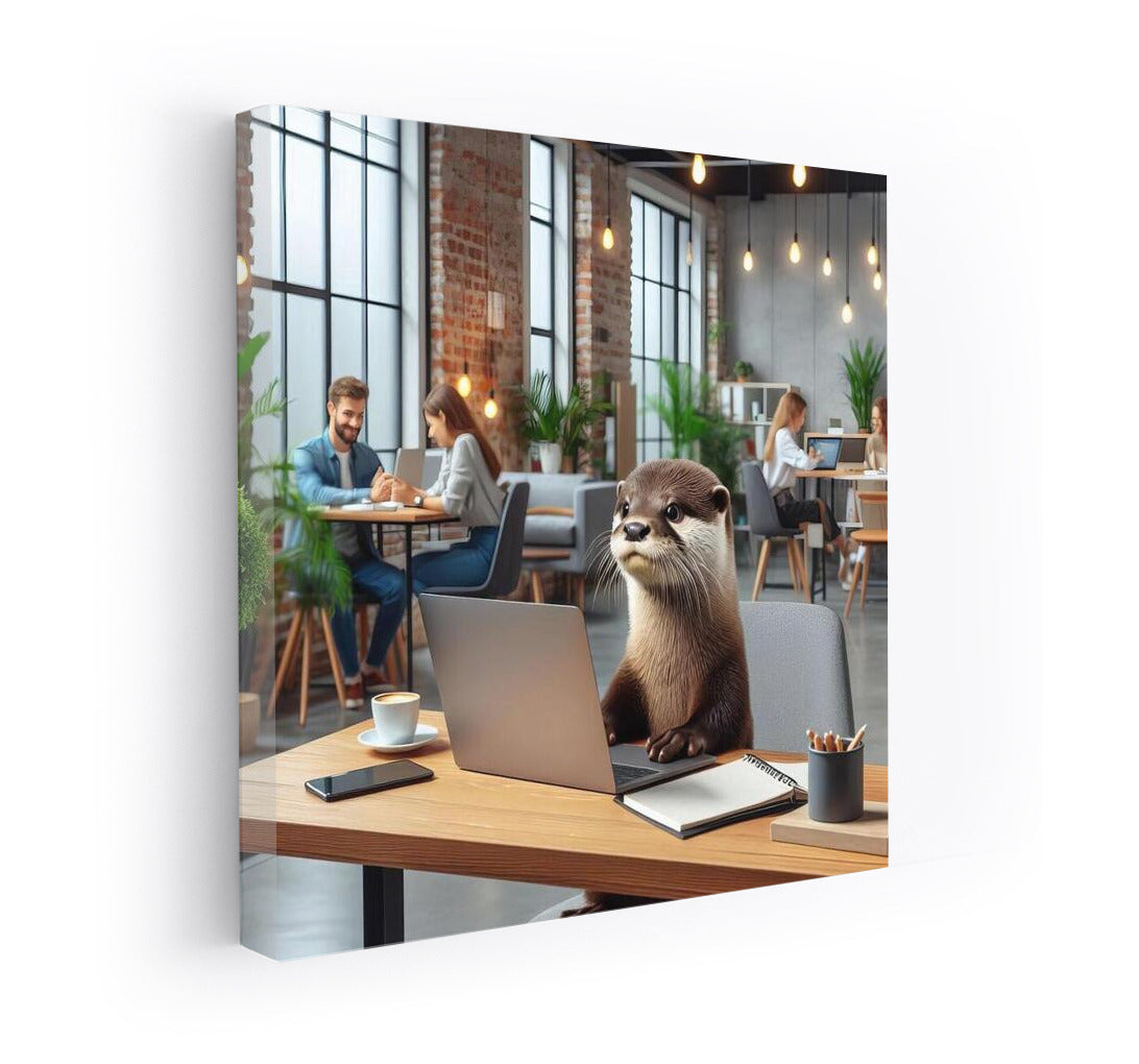 Otter at Work: Coworking and Laptop