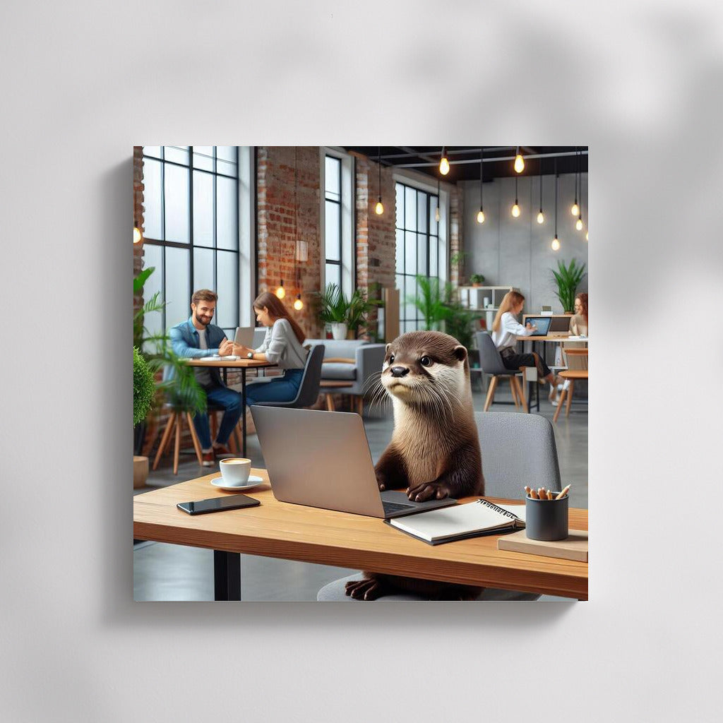 Otter at Work: Coworking and Laptop