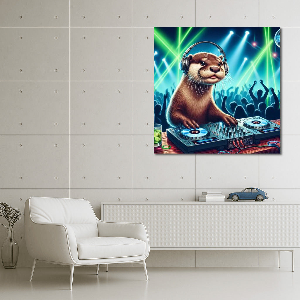 Otter DJ at the Party: Sparks of Music and Light