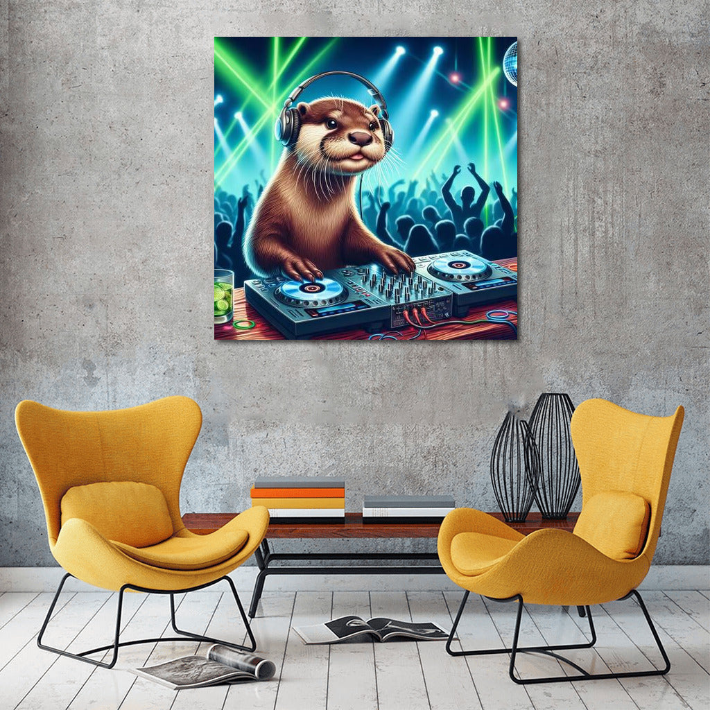 Otter DJ at the Party: Sparks of Music and Light
