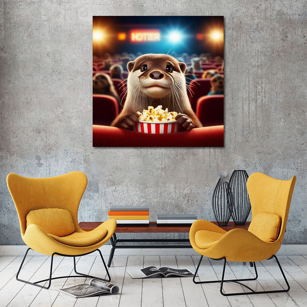 Cinematic Vacation: Otter with Popcorn in the Cinema