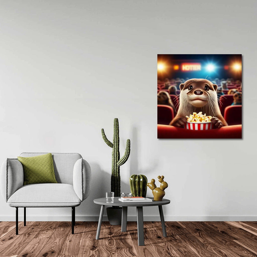 Cinematic Vacation: Otter with Popcorn in the Cinema