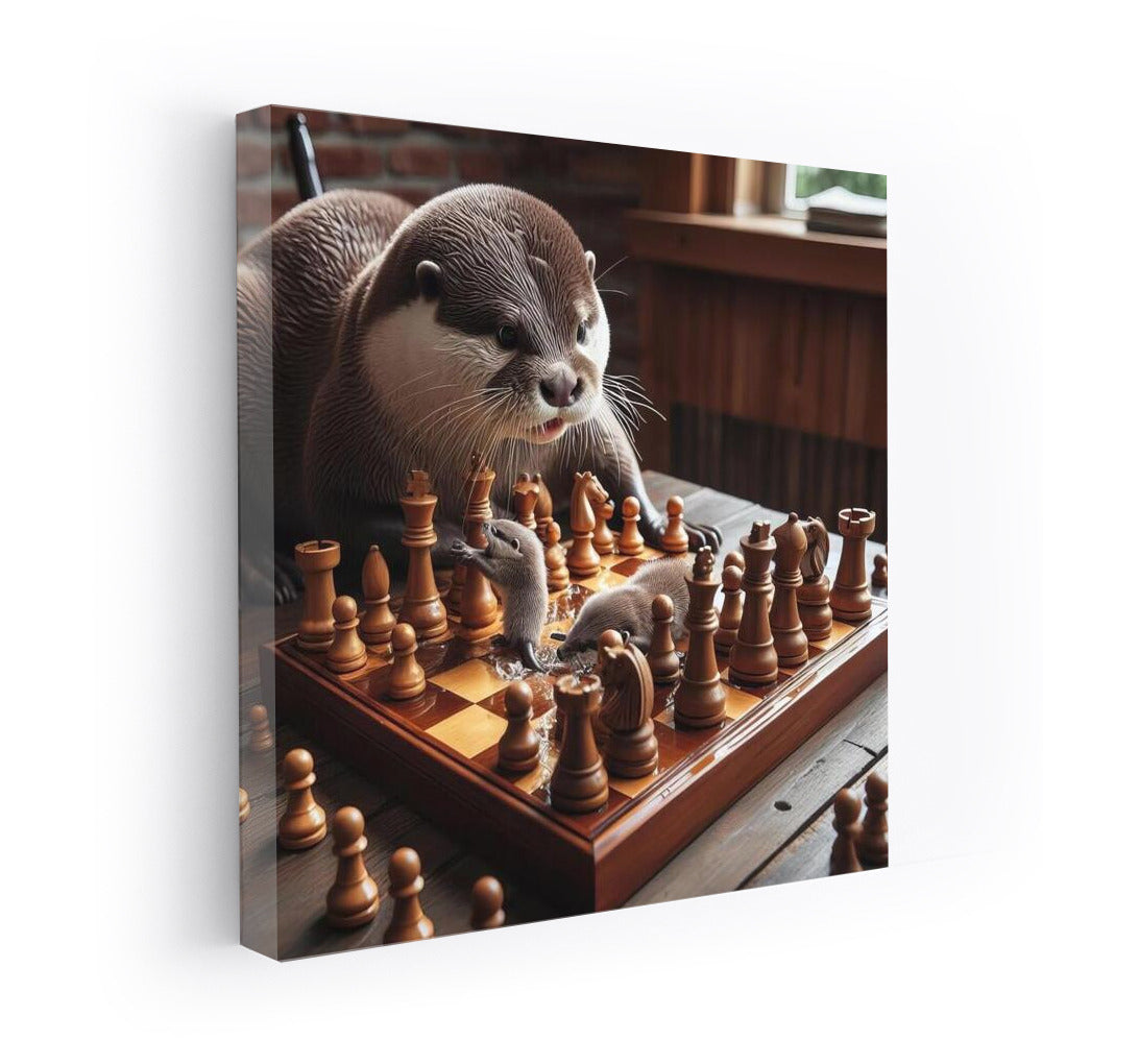 Chess Battle: Otter and Living Pieces in Action