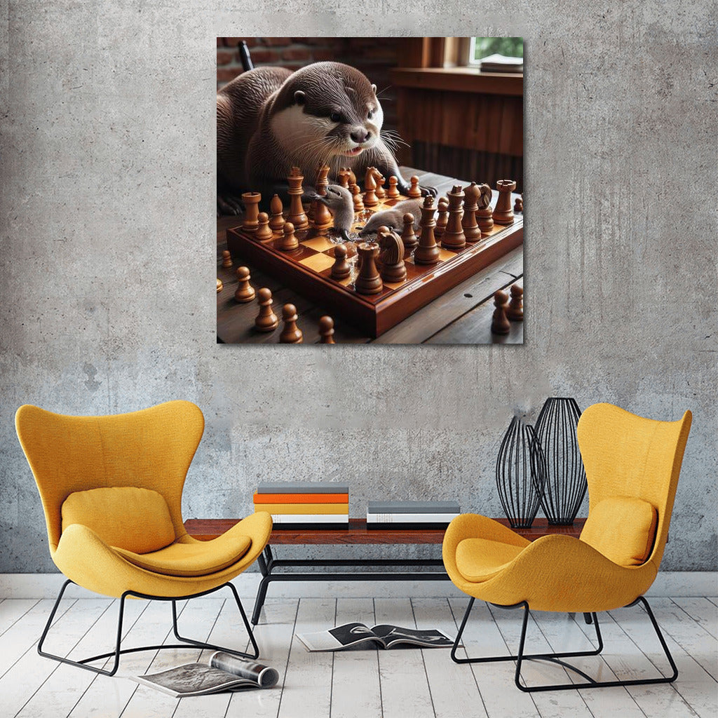 Chess Battle: Otter and Living Pieces in Action