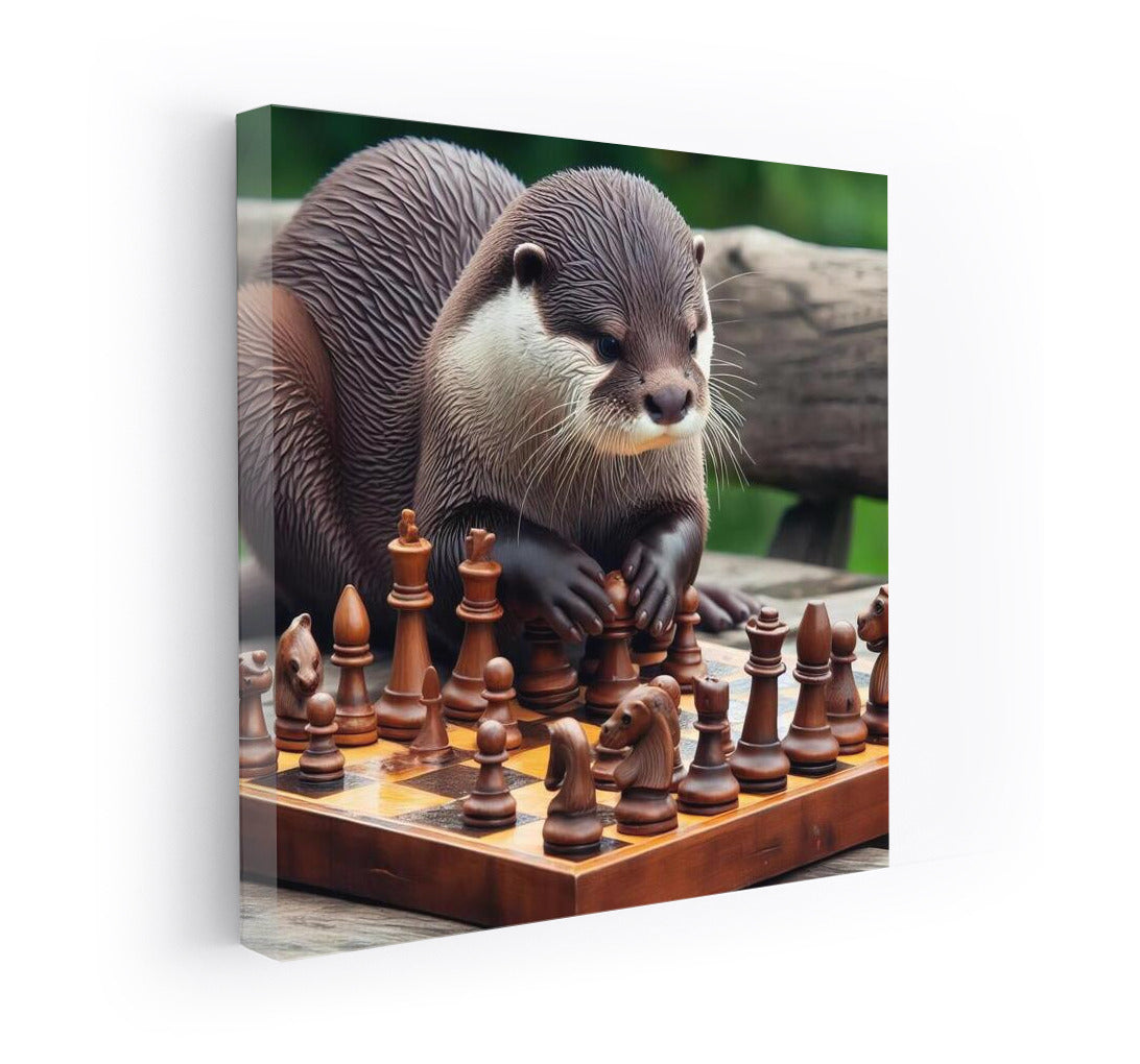 Chess Battle: Otter and the Living Pieces in the Game