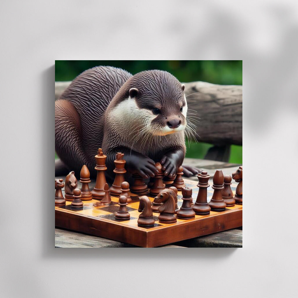 Chess Battle: Otter and the Living Pieces in the Game