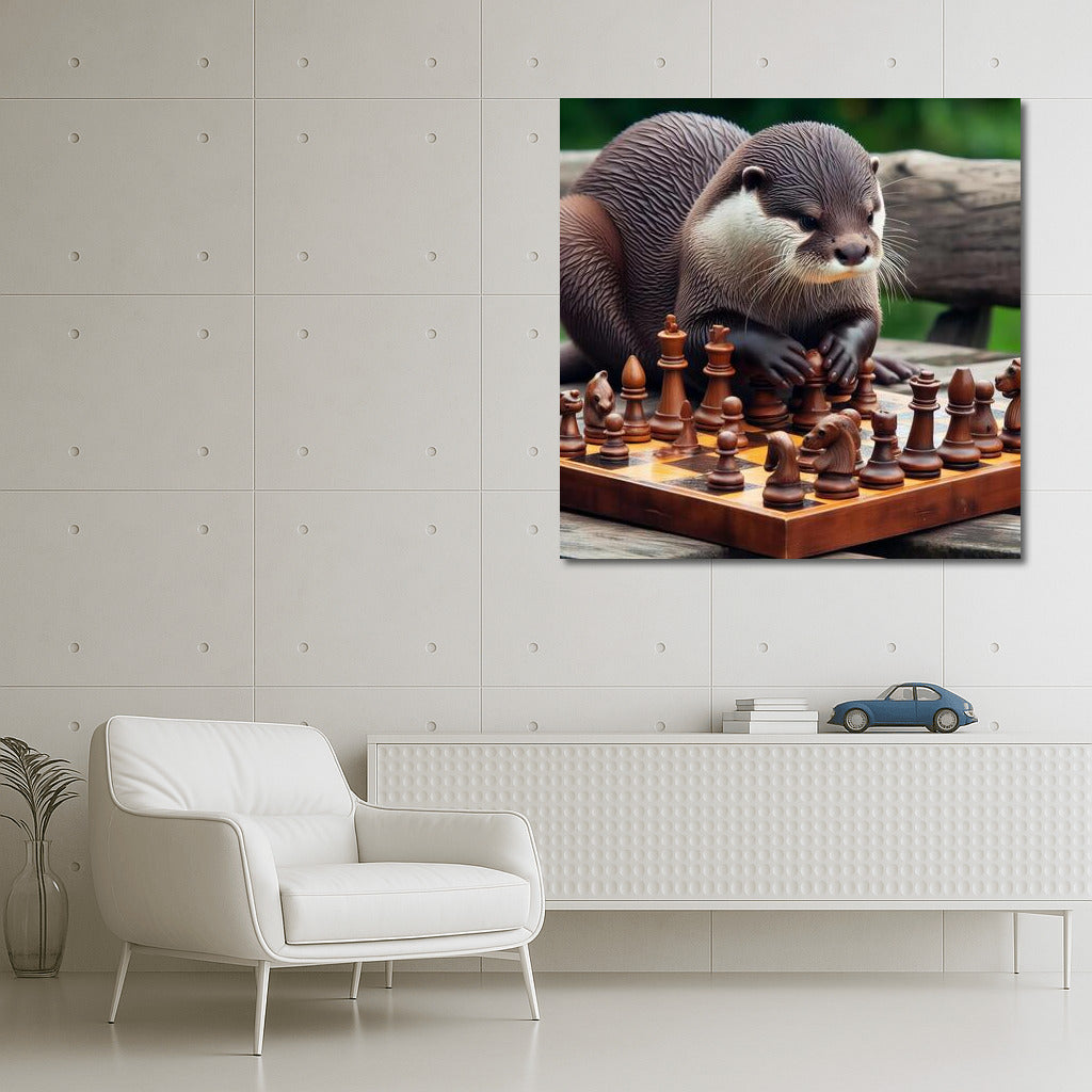 Chess Battle: Otter and the Living Pieces in the Game